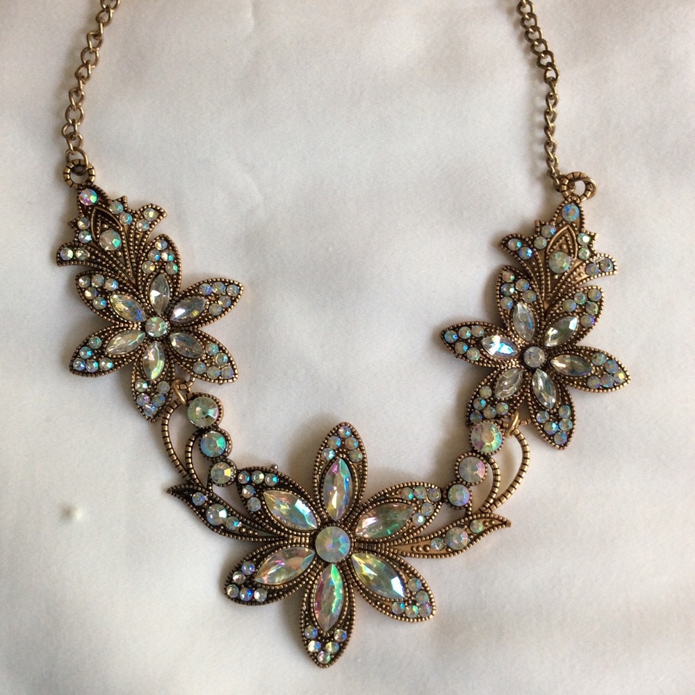 Statement Crystal / Rhinestone Necklace Multicolo… - image 8